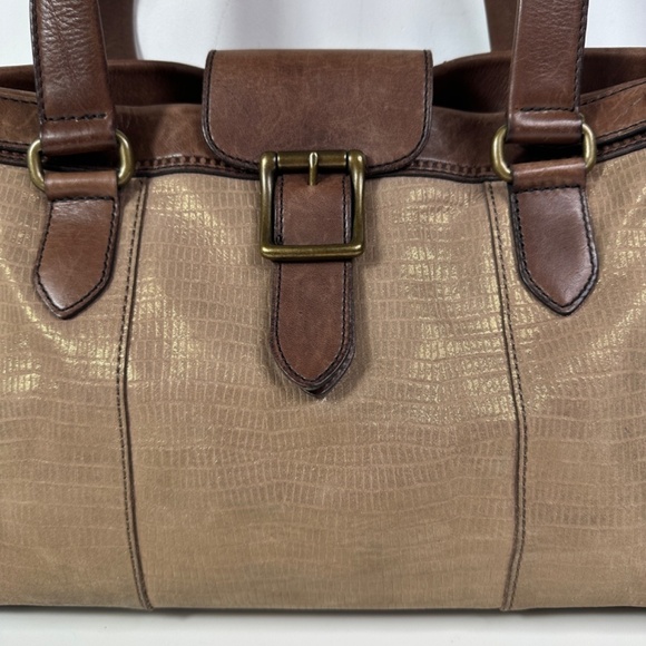 Fossil Vintage Reissue Revival Brown Metallic Leather Shoulder Bag Tote - Picture 2 of 16